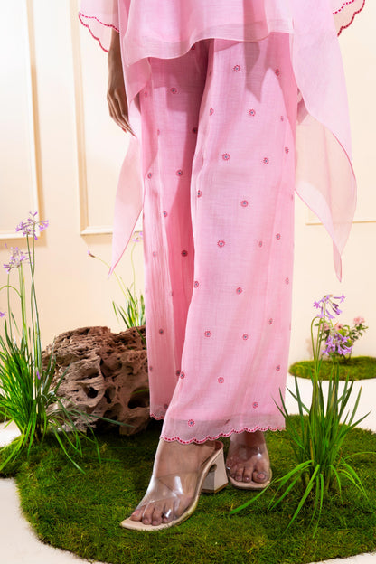 Blush Pink Asymmetrical Chanderi Co-ord Set