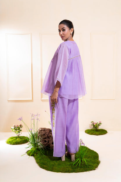 Lilac Front Gathers Chanderi Co-ord Set
