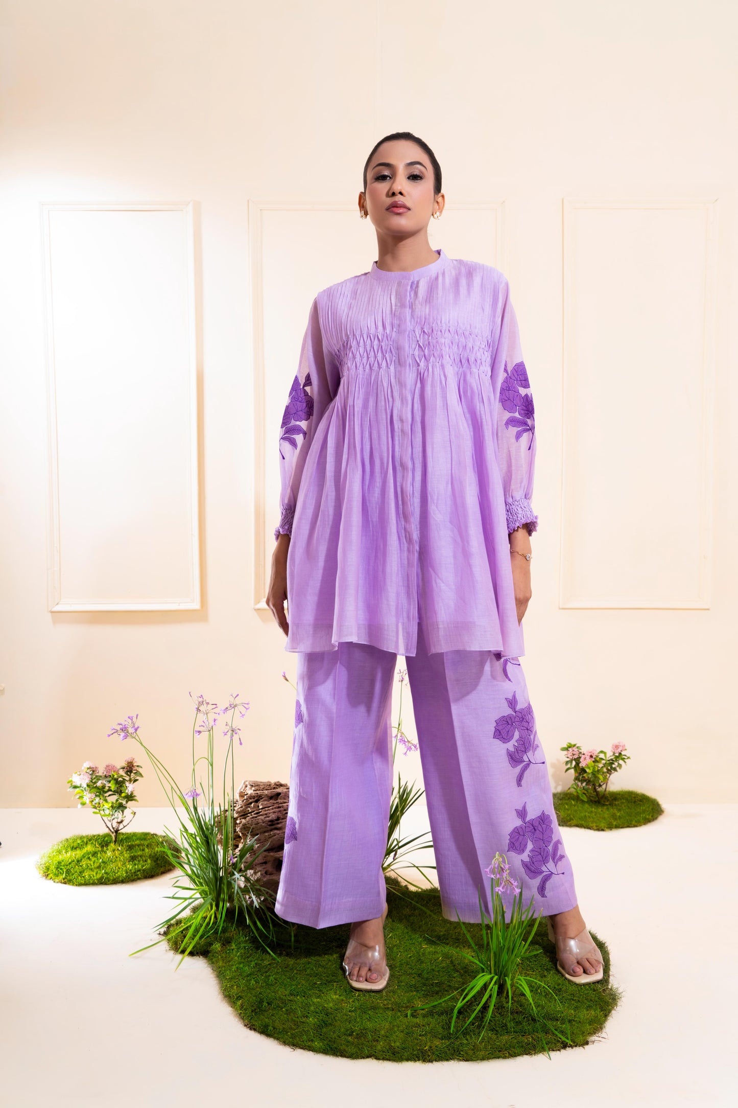 Lilac Smocking Chanderi Co-ord Set