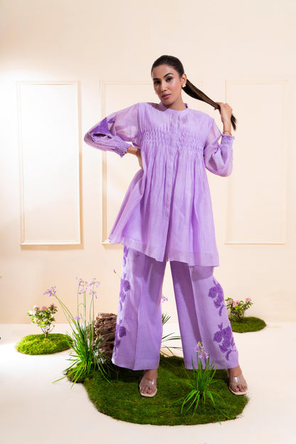Lilac Smocking Chanderi Co-ord Set