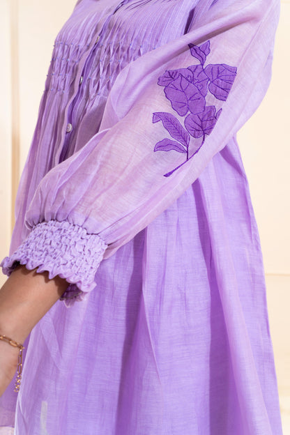 Lilac Smocking Chanderi Co-ord Set