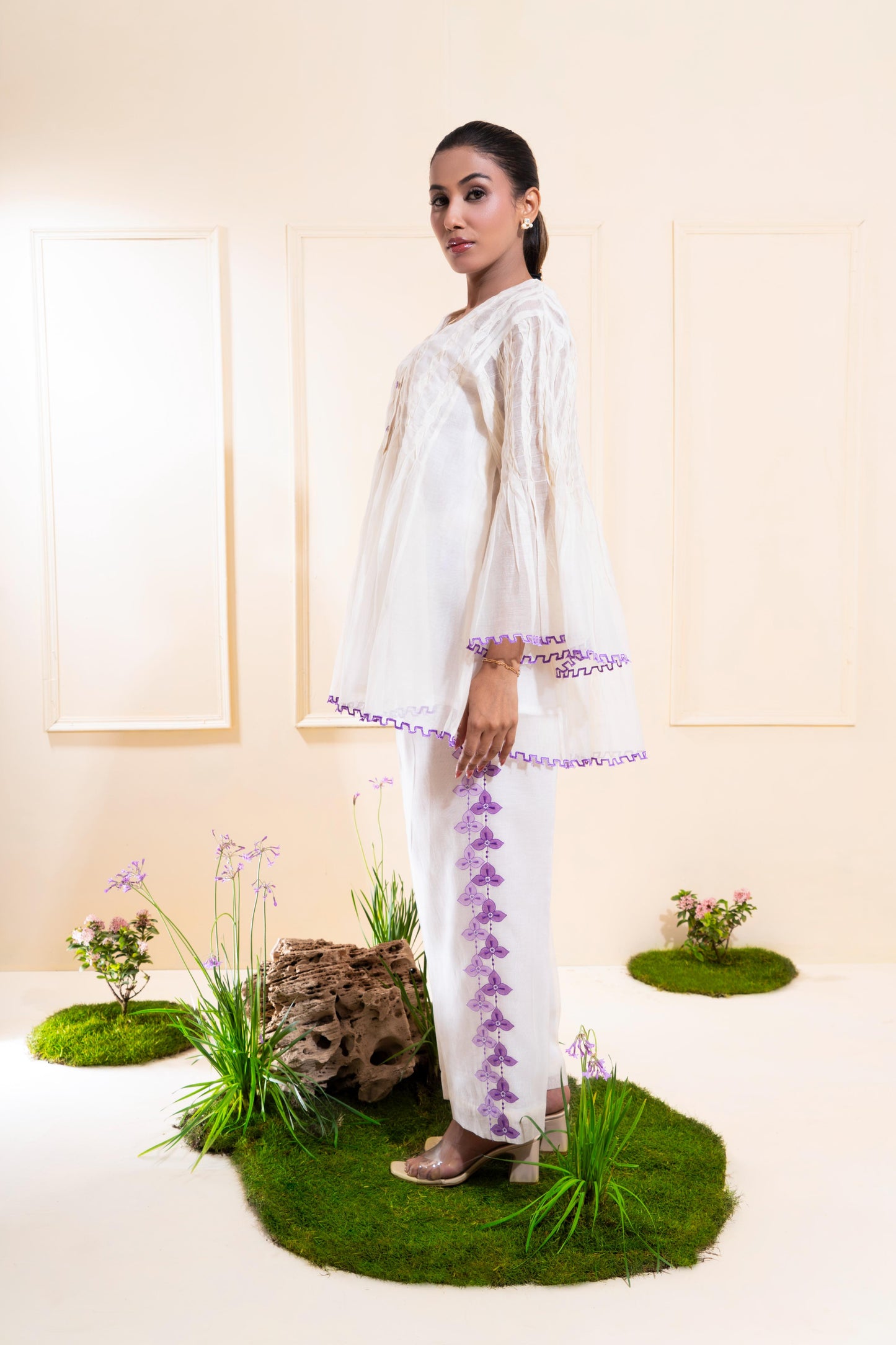 Off-white Smocking Chanderi Co-ord Set