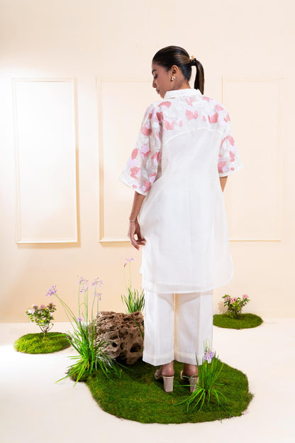 Off-white Embroidered Yoke Chanderi Co-ord Set