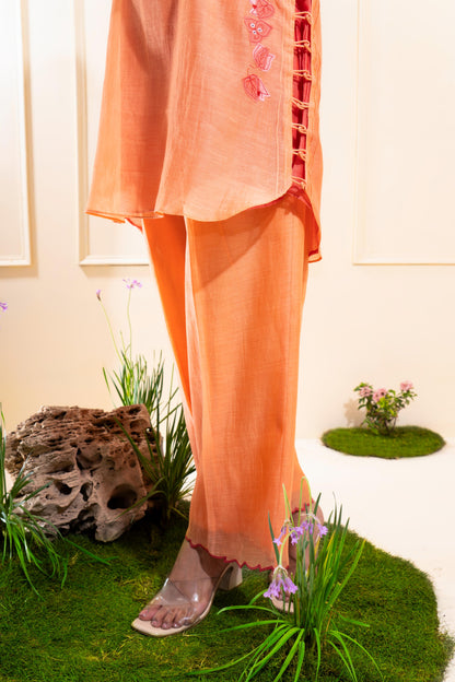 Peach Two Tone Chanderi Co-ord Set
