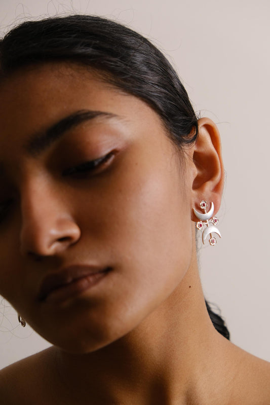 Eye of the Moon Earrings Silver