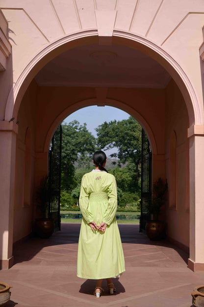 Rose Dress and Jacket Set Green and White