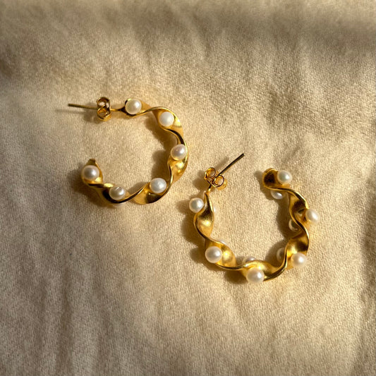 Chunky Pearl Hoops