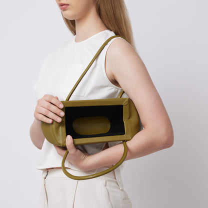 ELIZABETH BAGUETTE MINI PEBBLE OLIVE