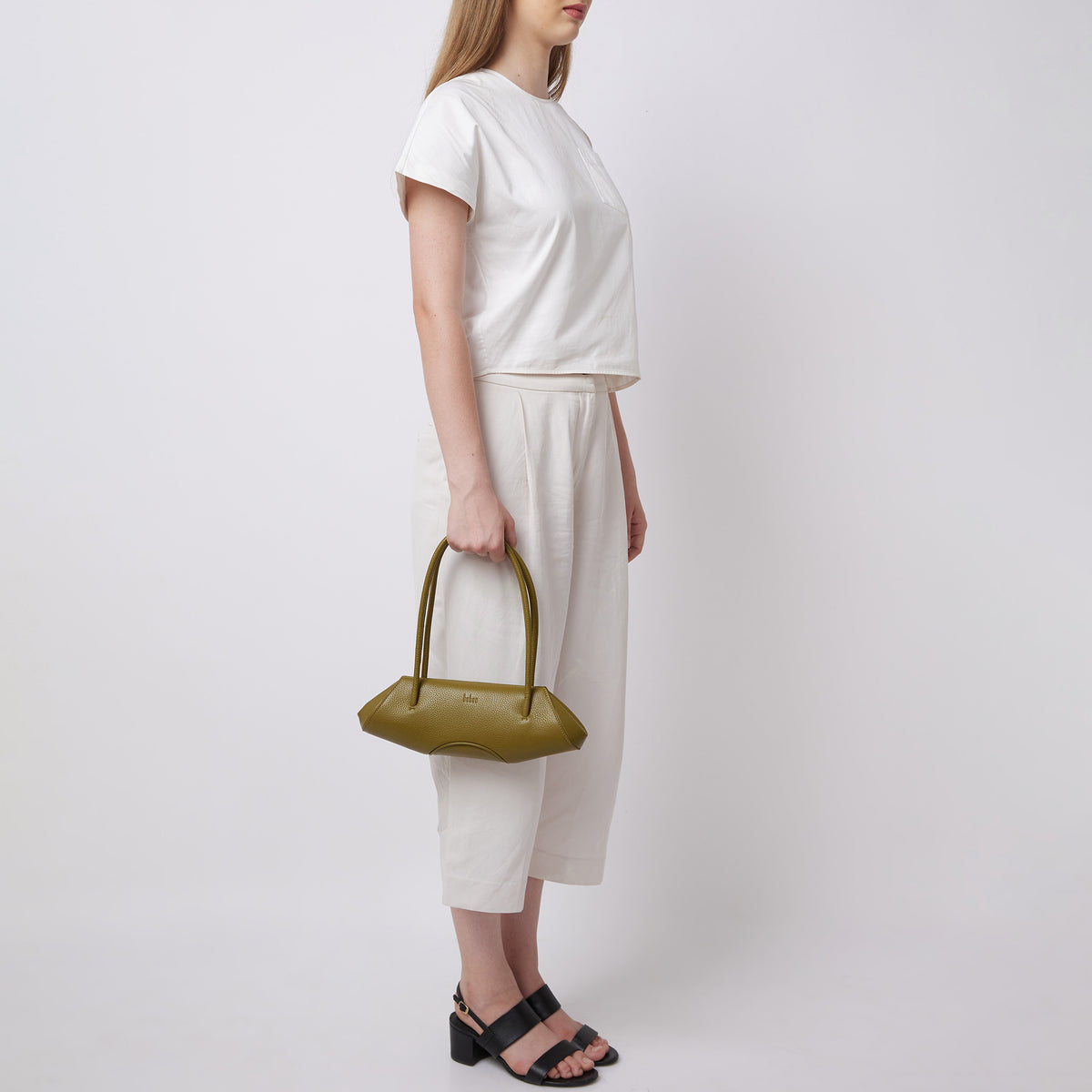 ELIZABETH BAGUETTE MINI PEBBLE OLIVE