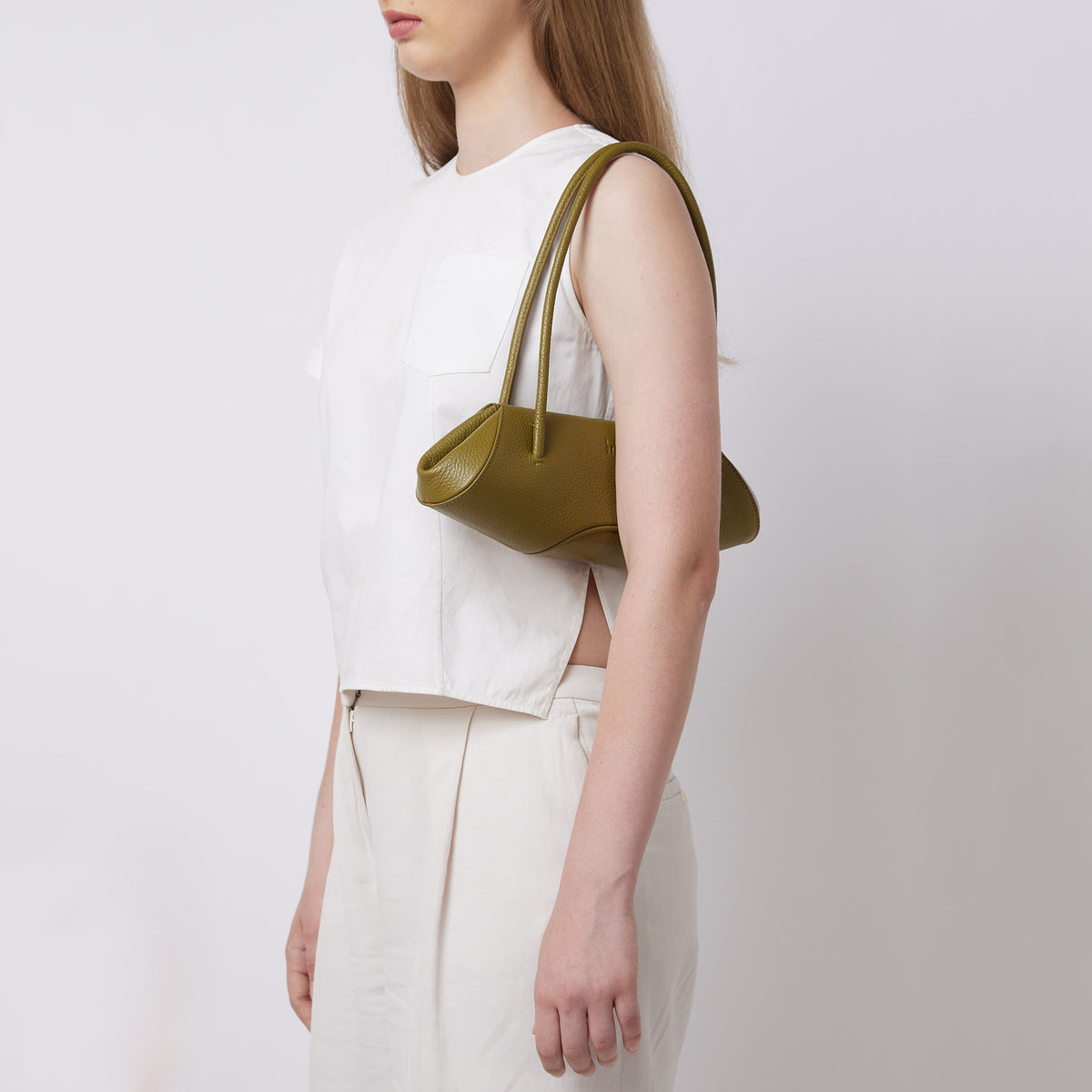 ELIZABETH BAGUETTE MINI PEBBLE OLIVE