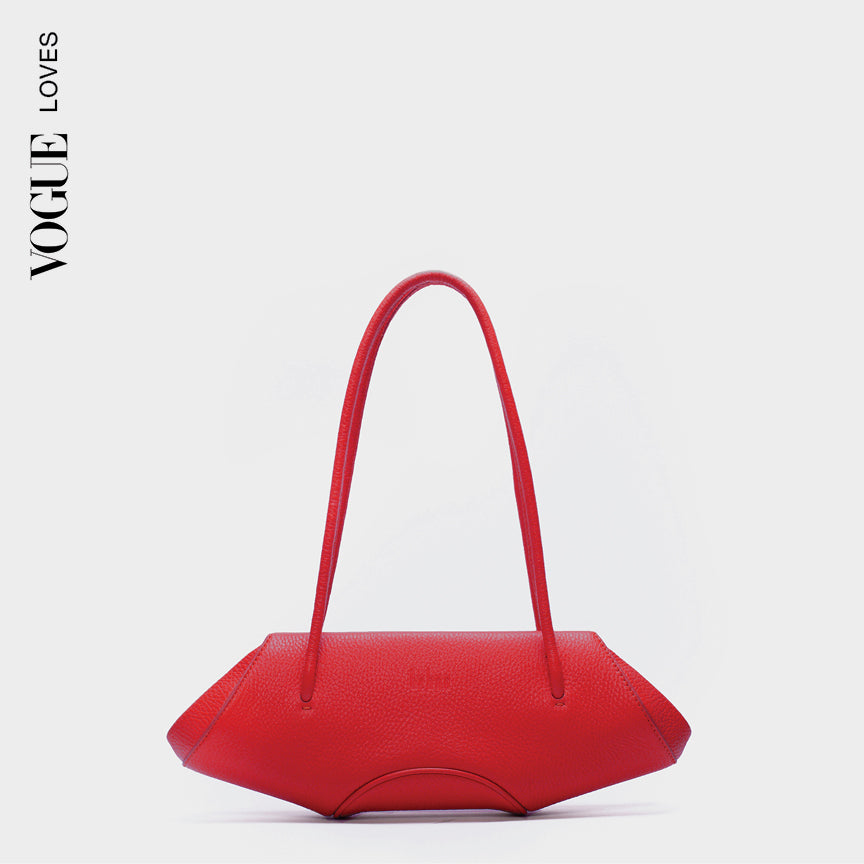 ELIZABETH BAGUETTE MINI PEBBLE RED