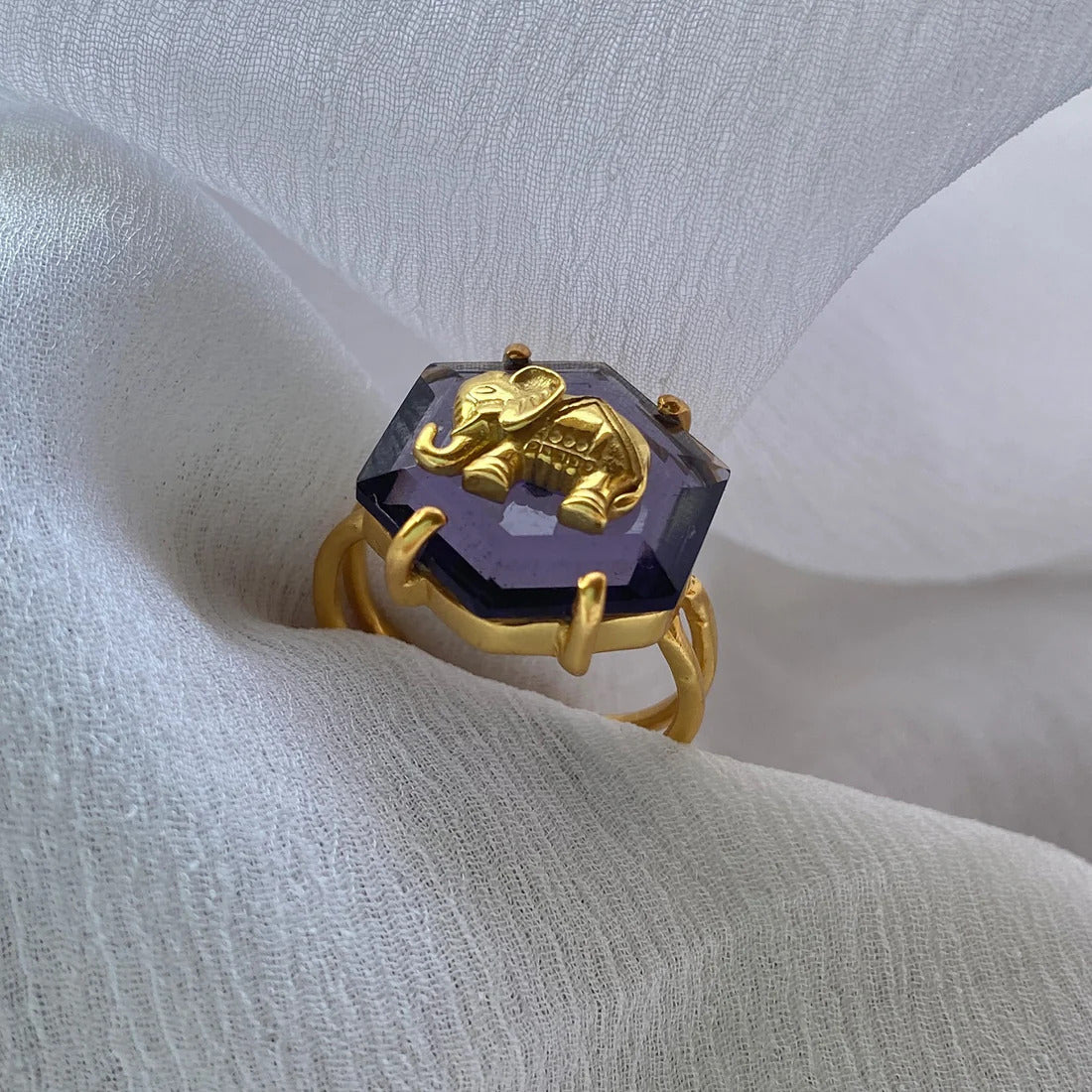 Amethyst Haathi Ring