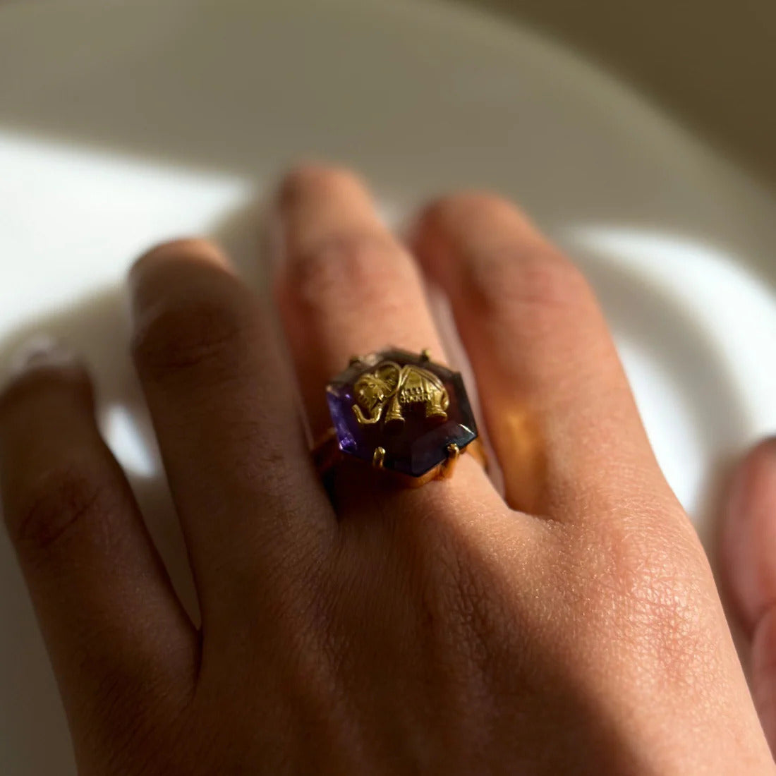 Amethyst Haathi Ring