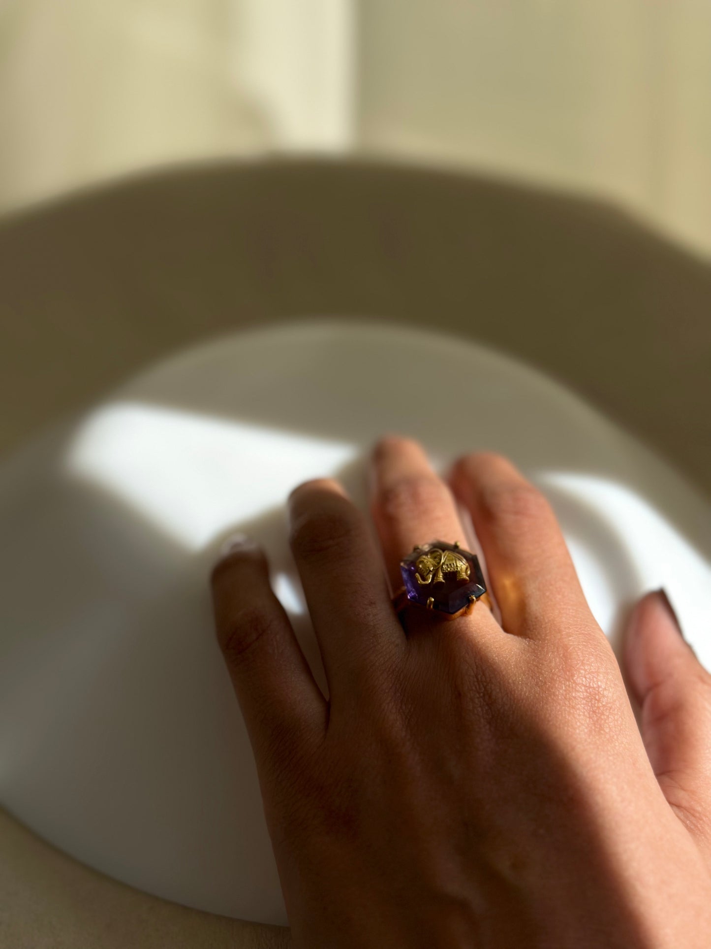 Amethyst Haathi Ring