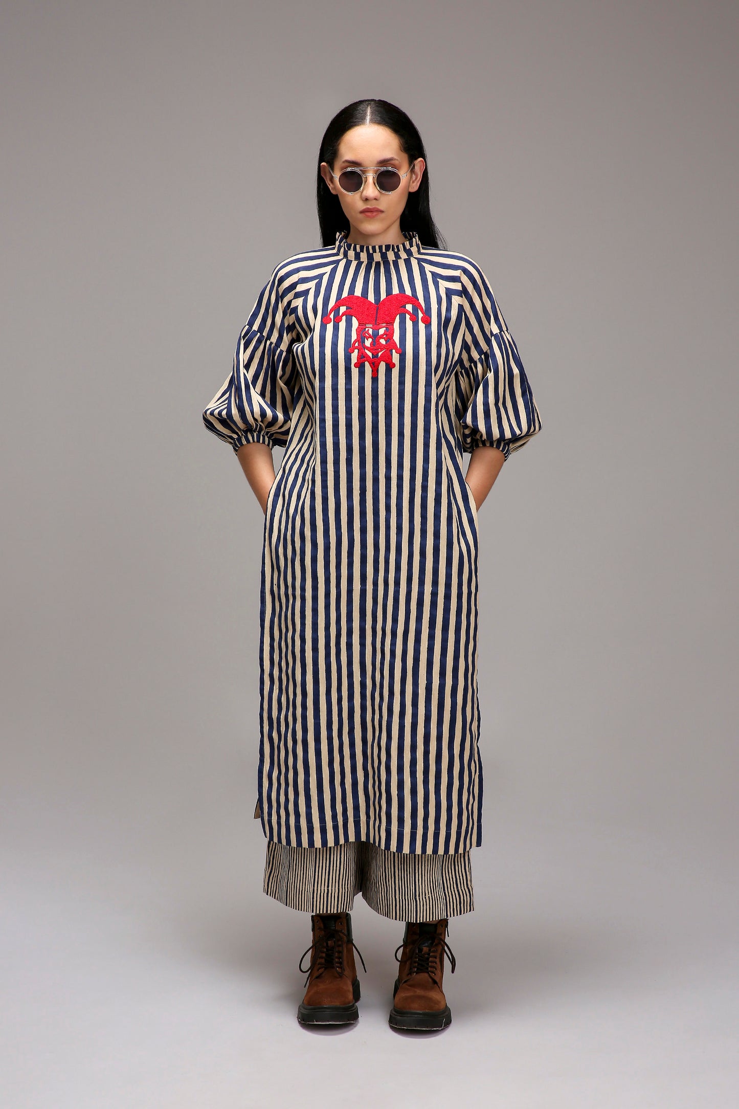 Egg-Shell Blue Striped Big Joker Tunic