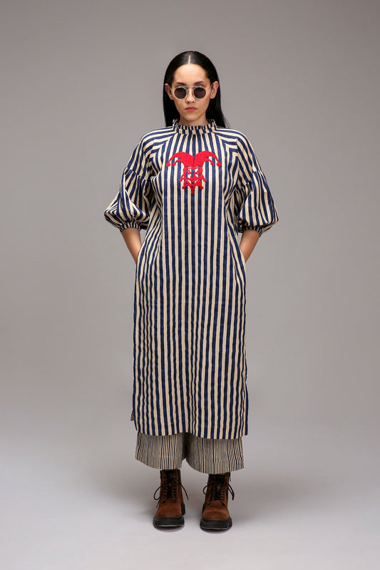 Egg-Shell Blue Striped Big Joker Tunic