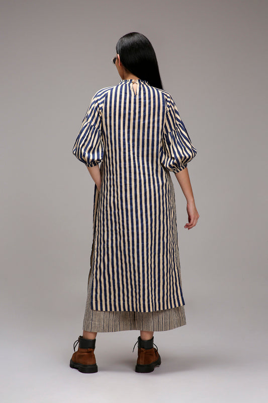 Egg-Shell Blue Striped Big Joker Tunic