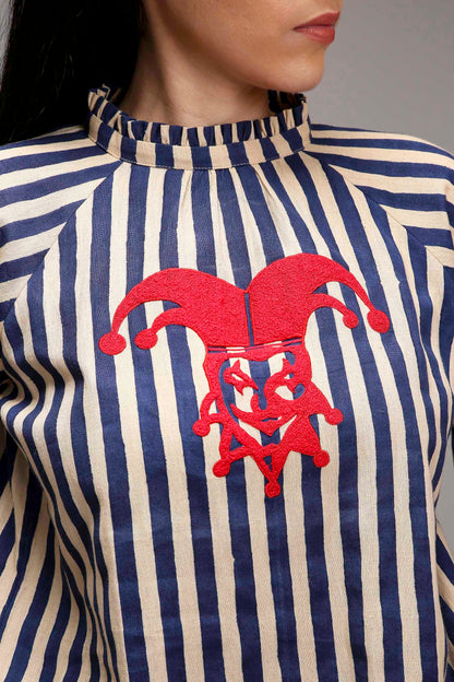 Egg-Shell Blue Striped Big Joker Tunic