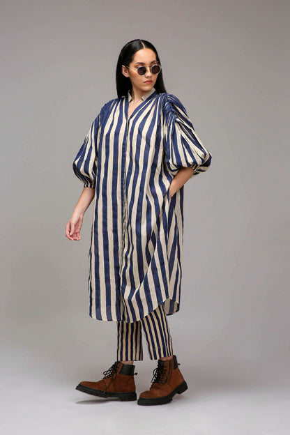 Egg-Shell Blue Striped Baha Tunic