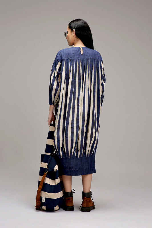 Egg-Shell Blue Striped Balloon Dress