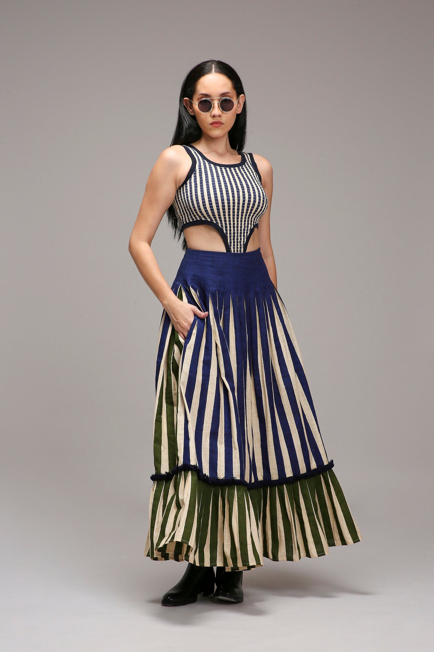 Egg-Shell Blue Striped Bodysuit