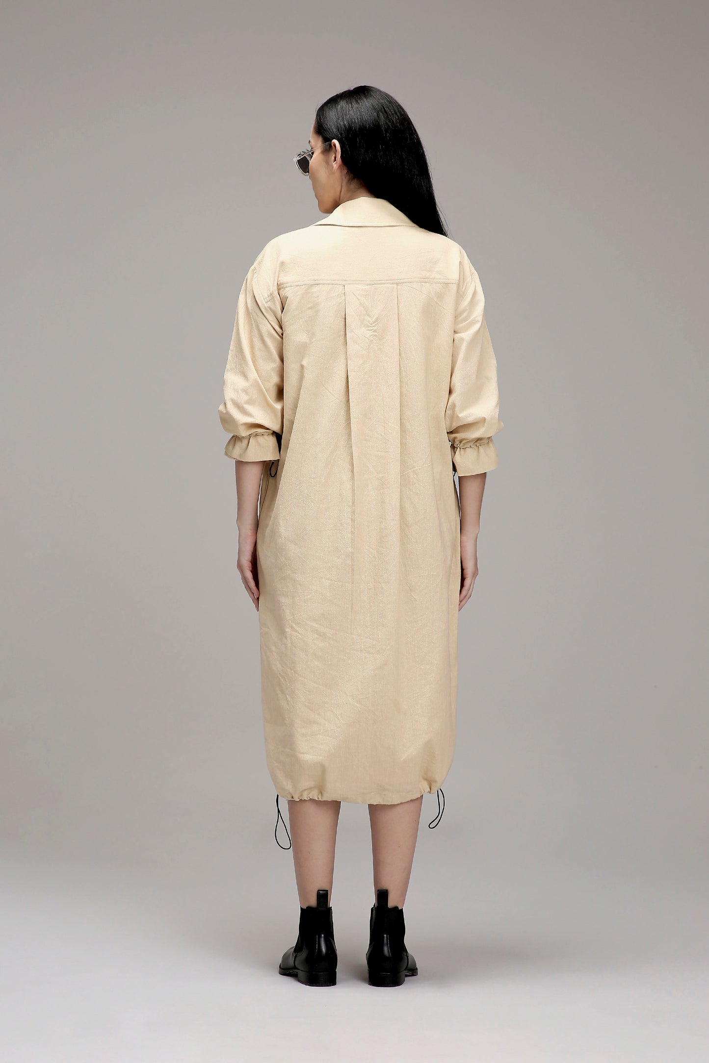 Egg-Shell Elasticated Shirt Dress