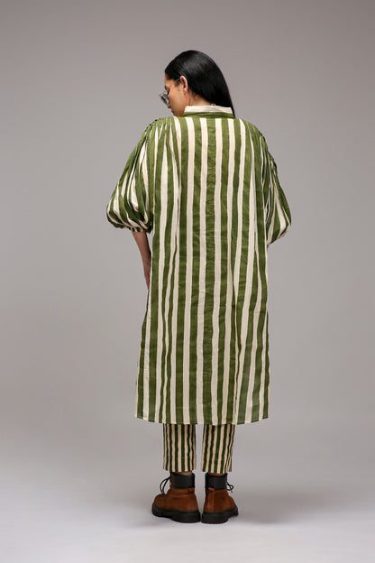 Egg-Shell Green Striped Baha Tunic