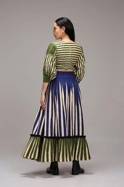 Egg-Shell Green Striped Crop Top