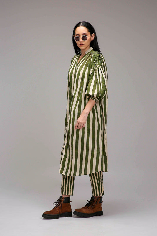 Egg-Shell Green Striped SE Pant