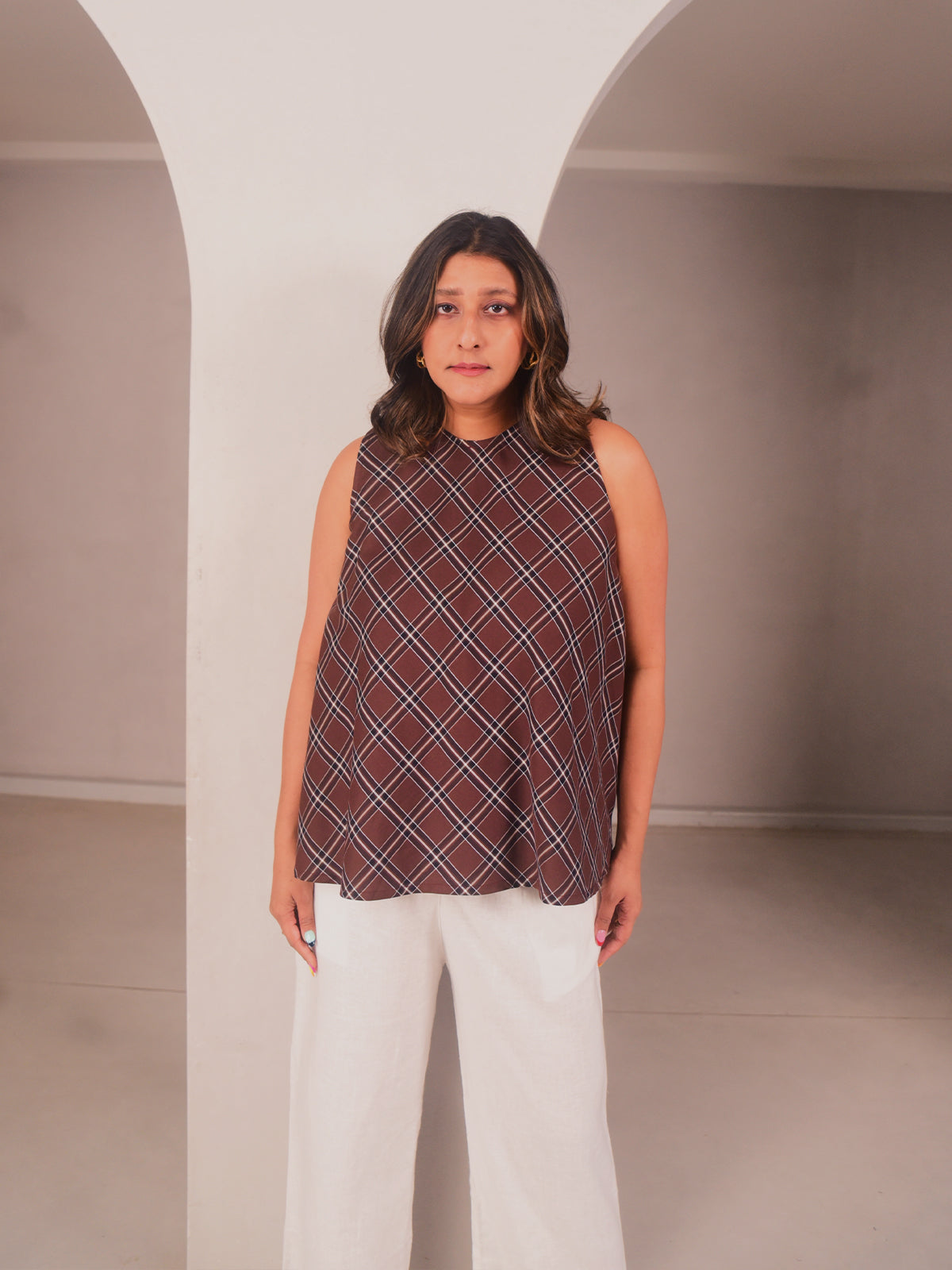 Everyday Top - Brown Checks