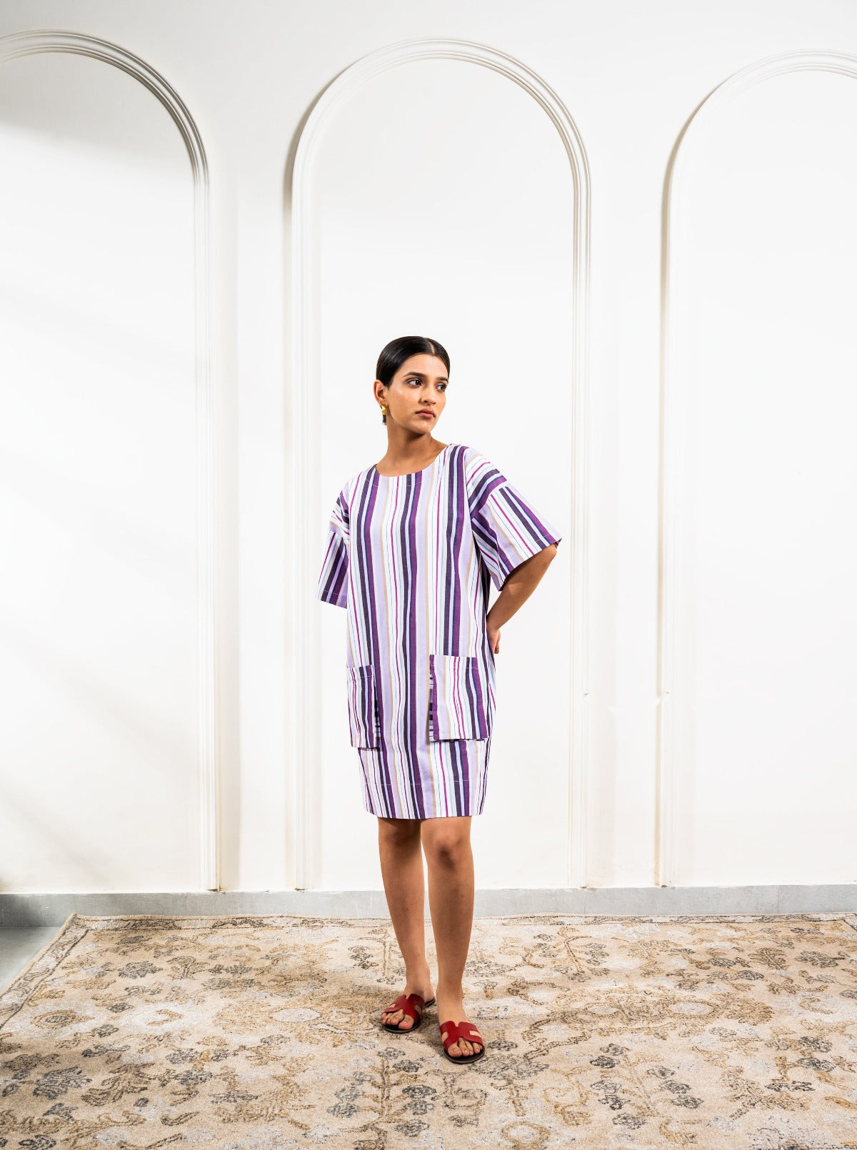 Lavender Stripe Sheath Dress