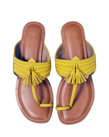 Haldi Mustard Yellow Kohlapuri Sandals