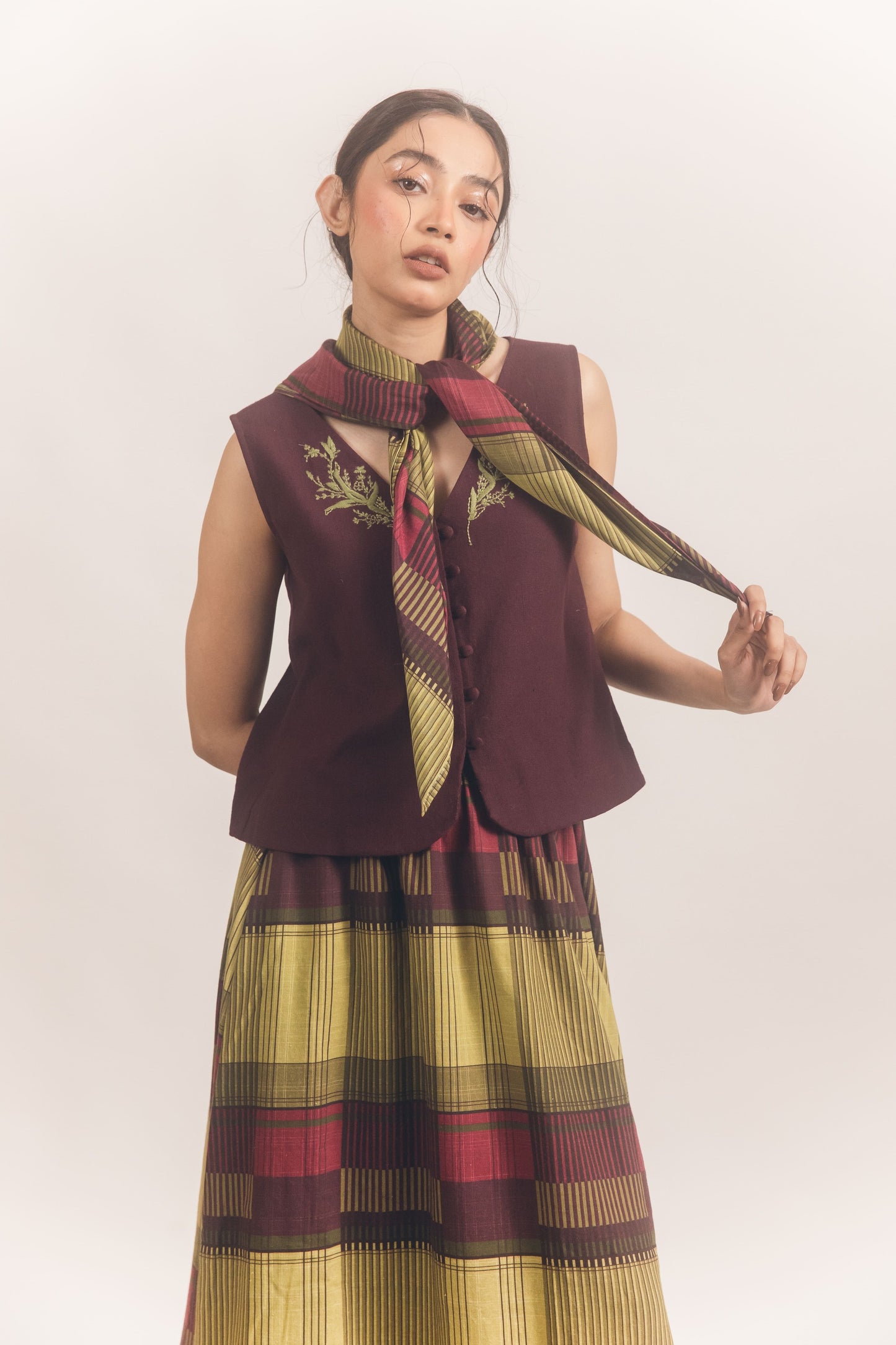 Edith Skirt Set (Wine)