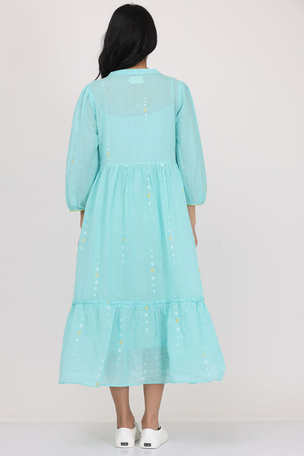 Round Yok Dress Set Of-2  (With Inner Slip) (Blue)