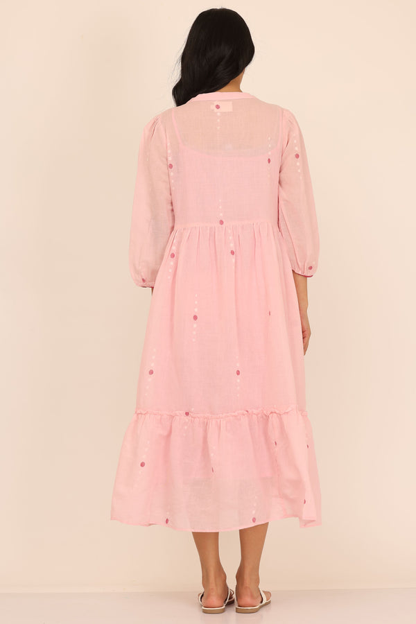 Round Yok Dress Set Of-2  (With Inner Slip) (Pink)