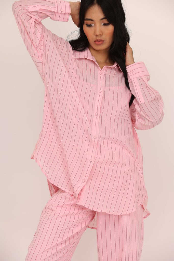 Stripe Boxy Shirt (Pink)