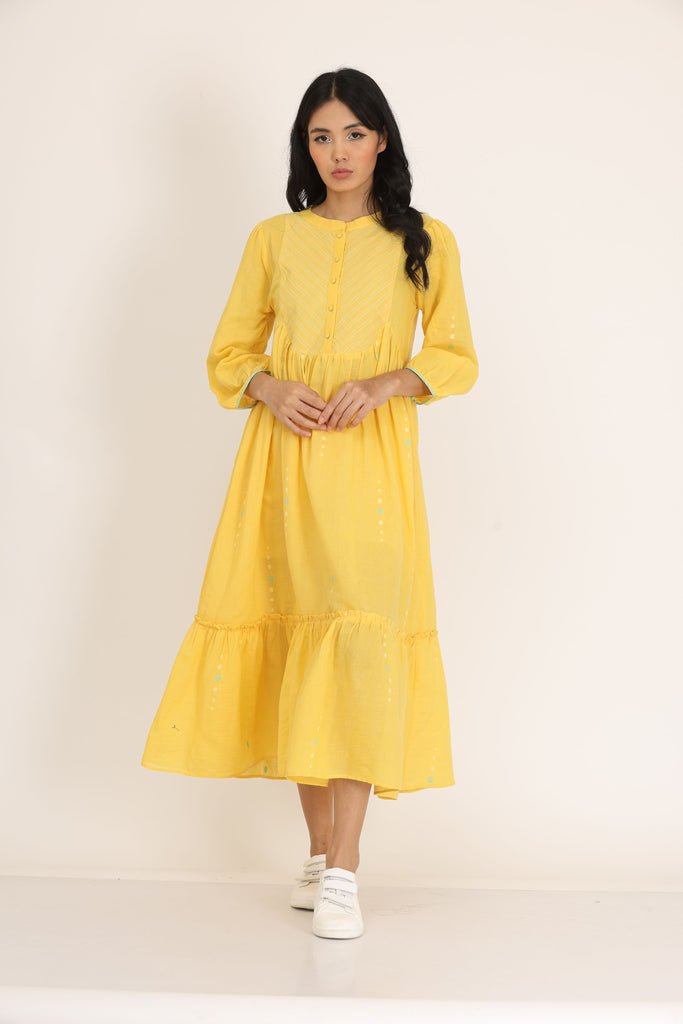 Round Yok Dress Set Of-2  (With Inner Slip) (Yellow)