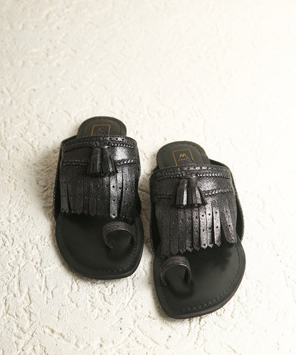 Lady Suzy Shimmer Black Sandals