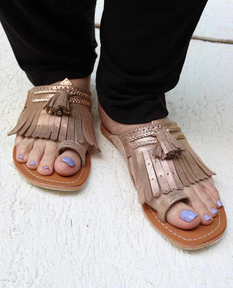 Lady Suzy Metallic Rose Gold Sandals