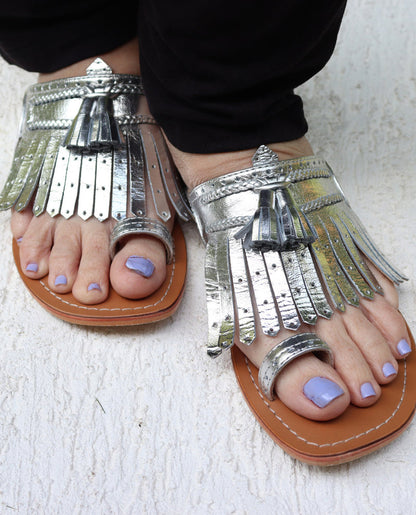 Lady Suzy Metallic Silver Sandals