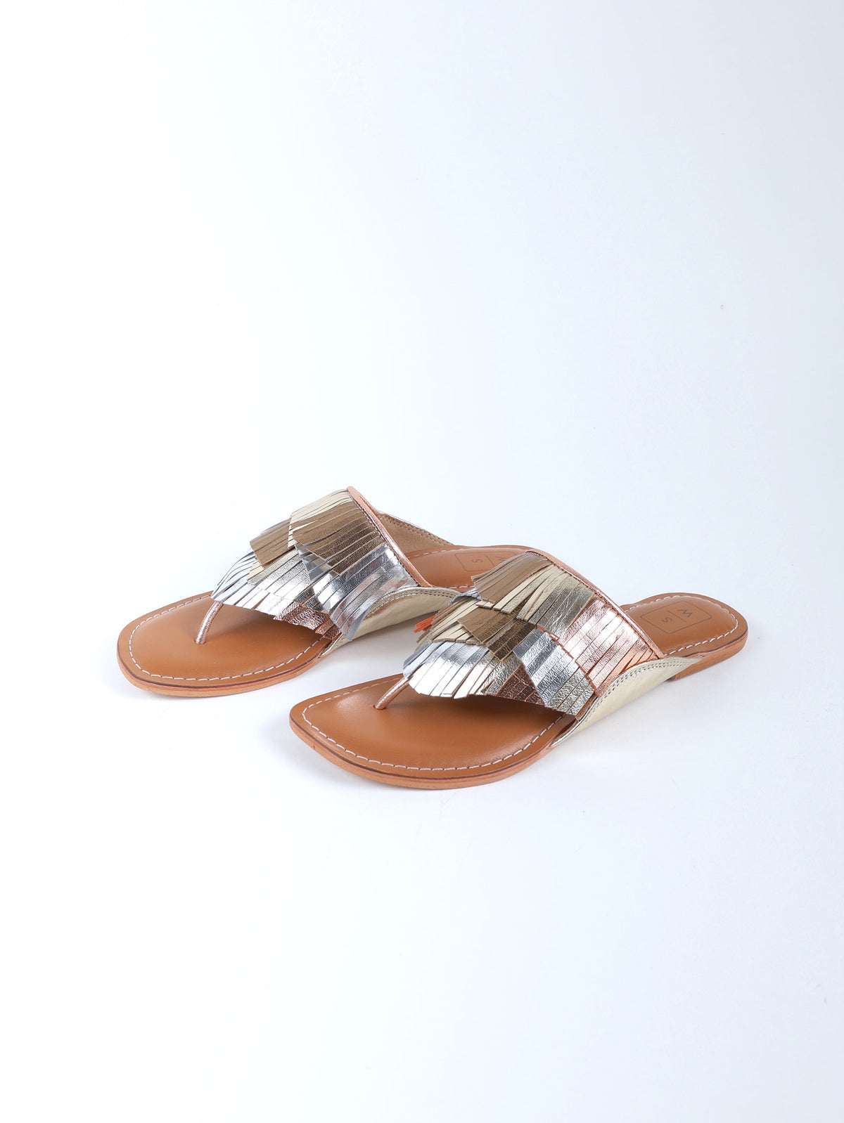 Ziva Metallic Fringed Sandals