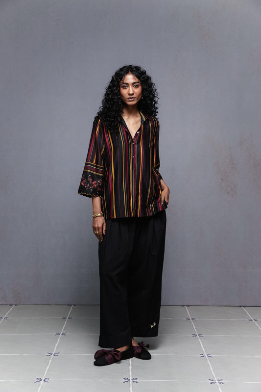 Raha Shirt In Black Stripes
