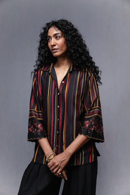 Raha Shirt In Black Stripes