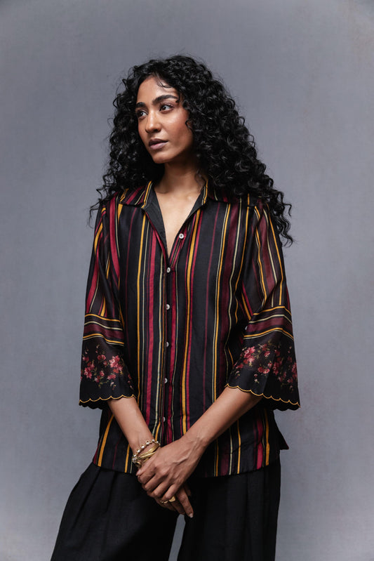 Raha Shirt In Black Stripes