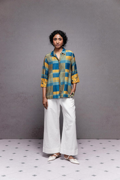 Raha Shirt In Blue Checks Set
