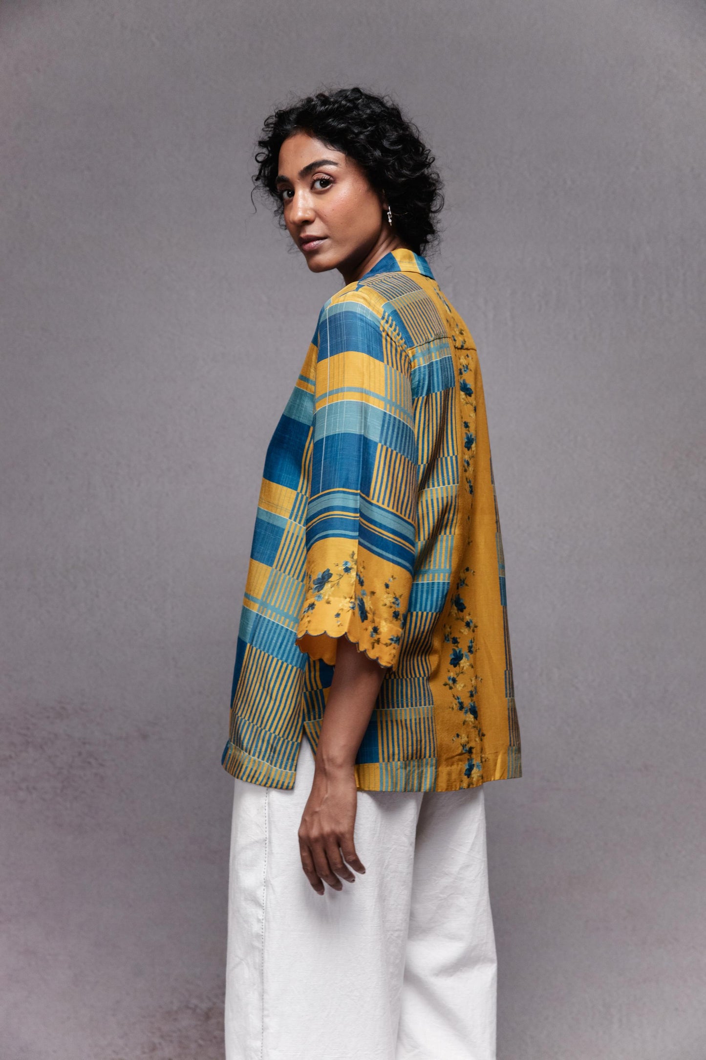 Raha Shirt In Blue Checks Set