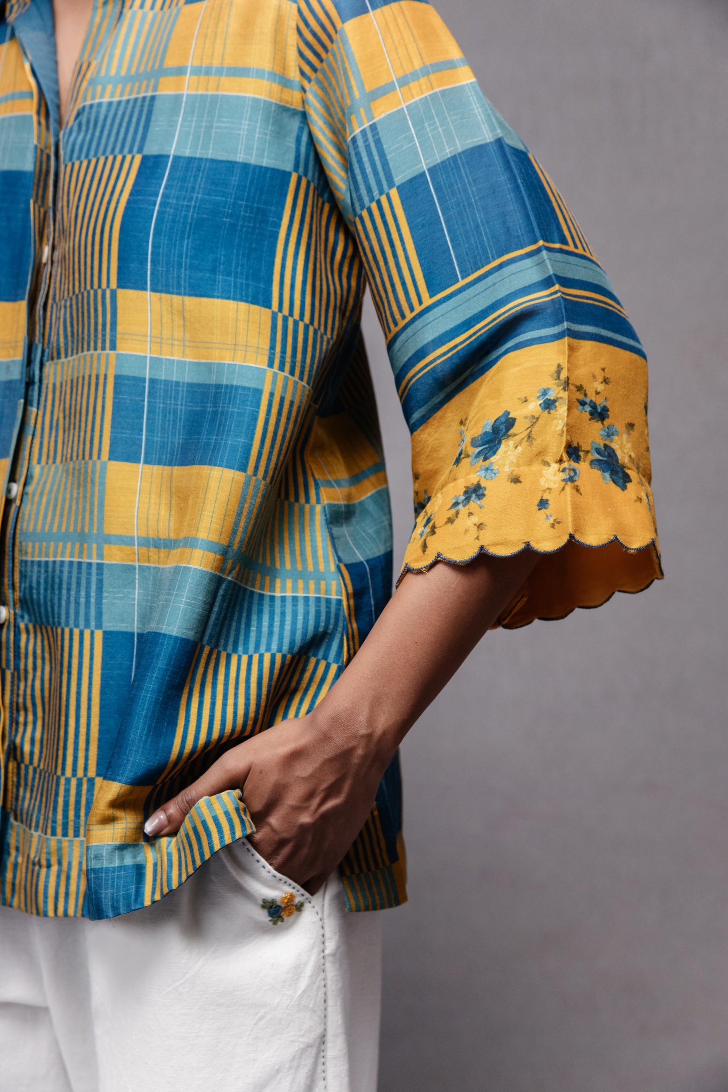 Raha Shirt In Blue Checks Set