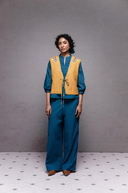 Tie Up Vest Mustard