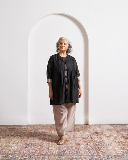 Ink Black Silk Chanderi Top