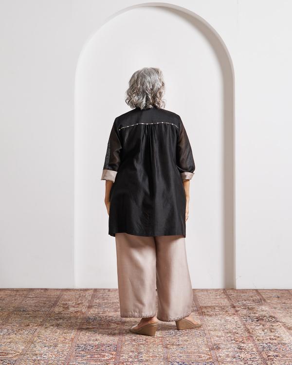 Ink Black Silk Chanderi Top